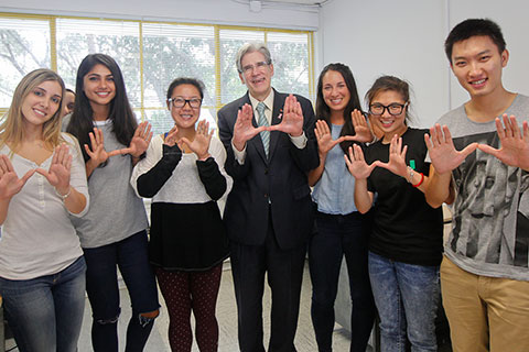President Julio Frenk and architecture students